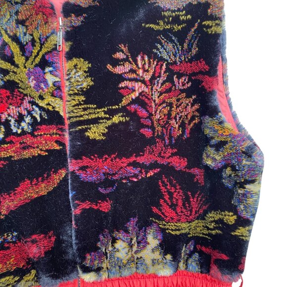 Vintage Fera Faux Fur Vest Whimsigoth Jewel Tone Artsy Ski-Aprés Fairy Grunge-12 - Picture 3 of 14